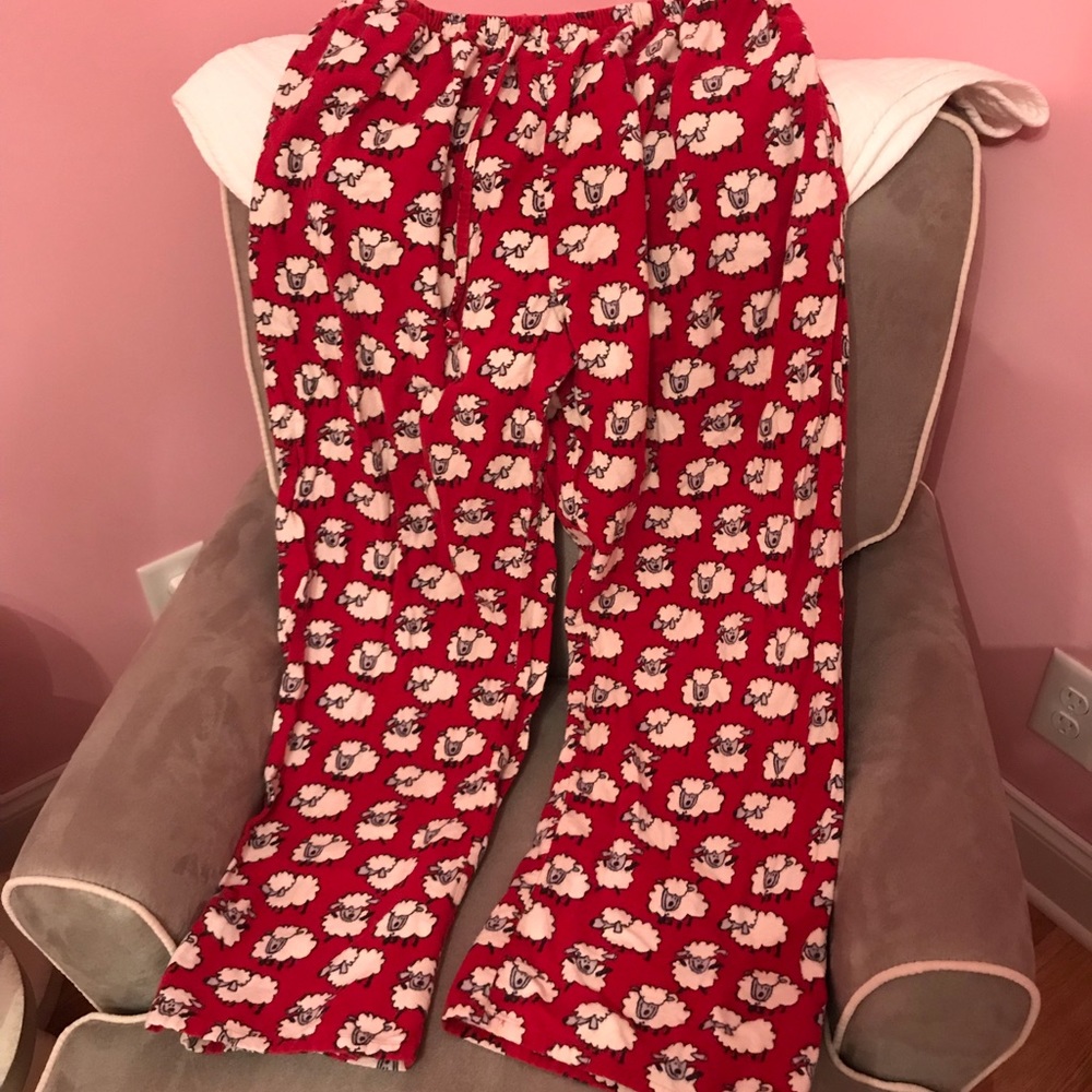 Red woolrich sheep print pants